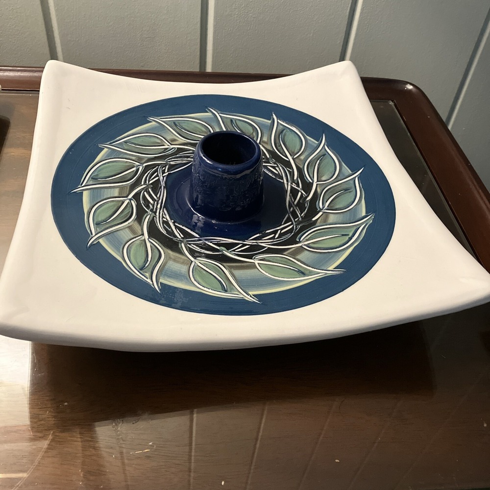 IKEBANA Ware Large 12" Ceramic VASE Plate Tray Center Vintage Unique